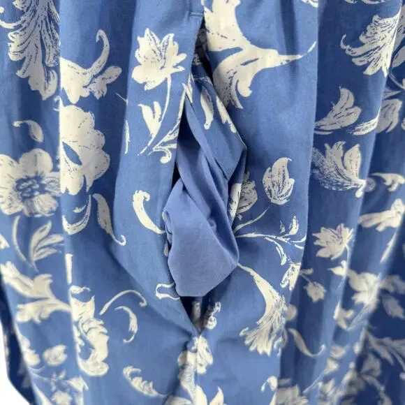 Abercrombie & Fitch Floral Blue White Cut Out One Shoulder Maxi Dress XXLP NEW - Picture 5 of 10